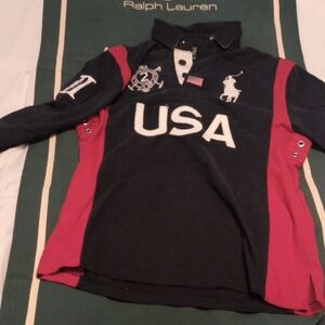 Ralph Lauren Black and Red Long Sleeve Polo
